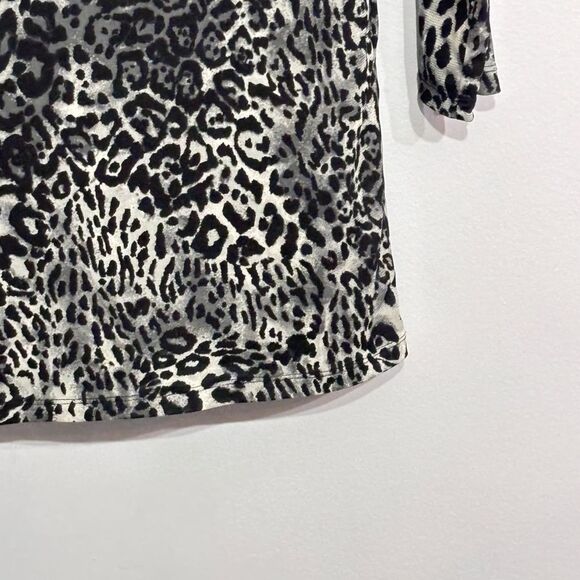 George | Women’s Animal Print 3/4 Sleeve Top Shirt Blouse Black White Size Small - Picture 11 of 16